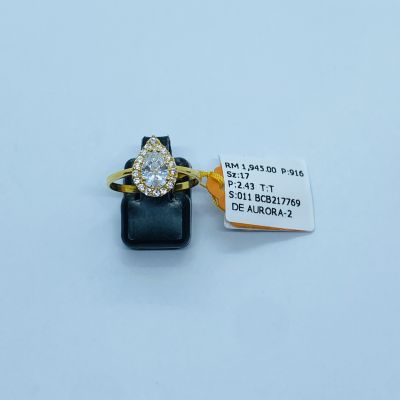 Cincin Permata 916 - CINCIN TUNANG ATAU NIKAH TEAR DROP