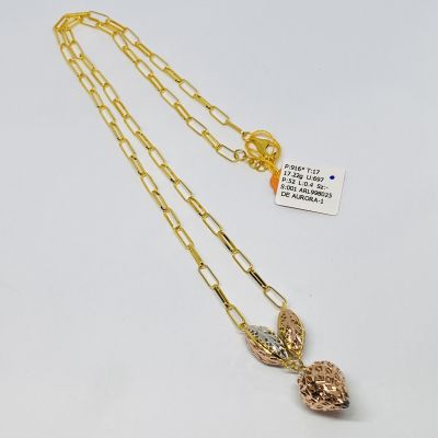 Rantai Leher 916 - CHOKER PAPERCLIP STRAWBERRY 3C